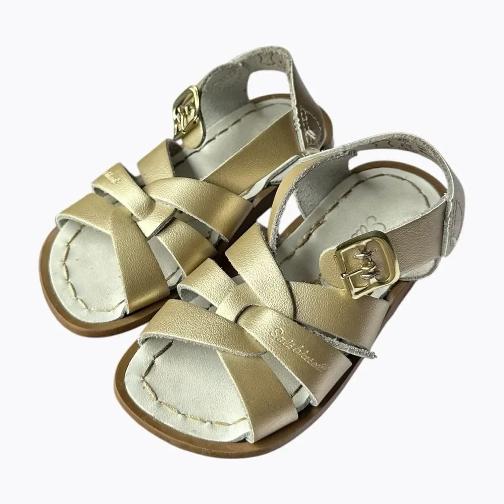 Salt Water Original Leather Sandals Gold Toddler Size 7 Fisherman Buckle Classic